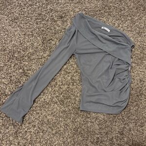 Zara Light Gray Asymmetrical Ruched Top